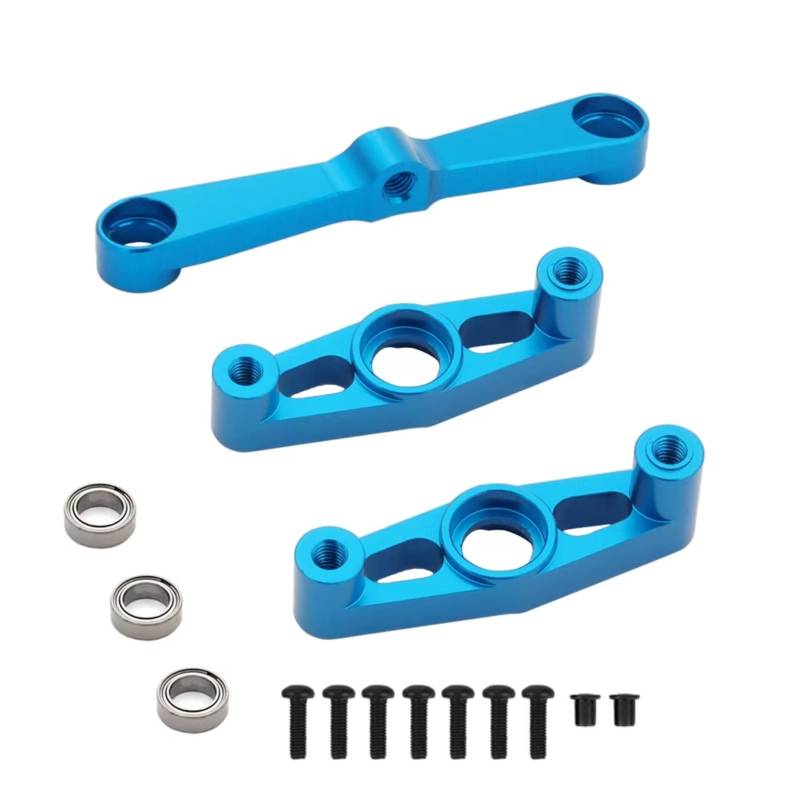 YONMFRDS RC Autoteile Für Tamiya Für TT02 1/10 RC Auto Upgrade Teile DIY Metall Lenkung Montage Mit Lager Fernbedienung Auto Ersatz Teile(Blue) von YONMFRDS