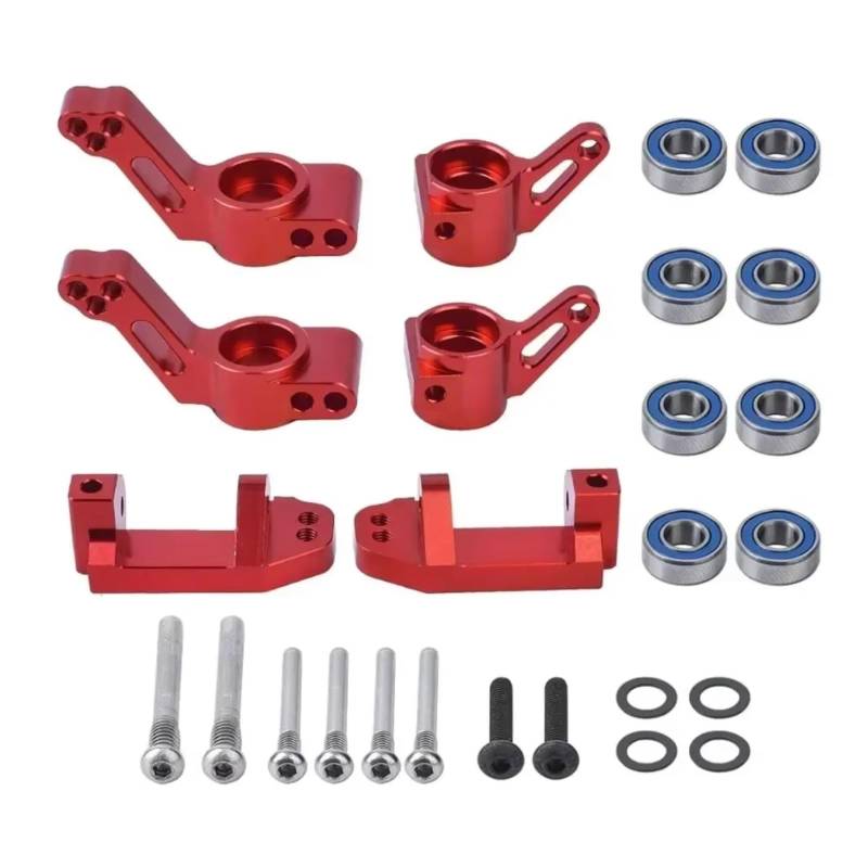 YONMFRDS RC Autoteile Für Traxxas 2WD Für Slash 1/10 RC 6PCS Aluminium -Rizinusblöcke Lenkblock Und Heckschachtträger Ersatz 3632 3736 3752(Red) von YONMFRDS