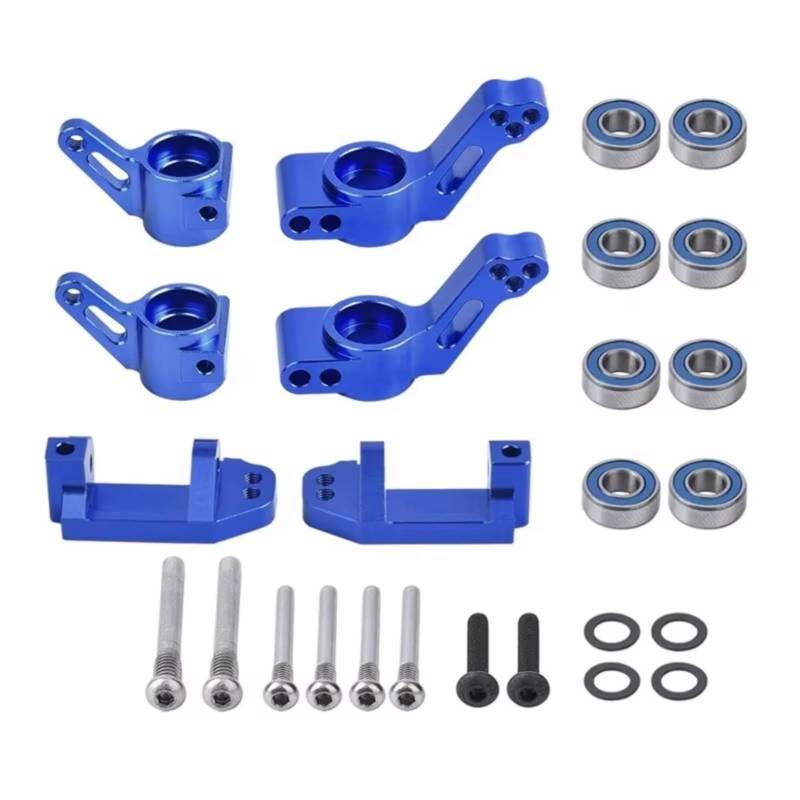 YONMFRDS RC Autoteile Für Traxxas 2WD Für Slash Für Stampede Für Rustler 1/10 1 Satz Metall-Vorderachsblock Lenkblock Hinterachsschenkelhalterungssatz RC-Autoteil(Blue) von YONMFRDS