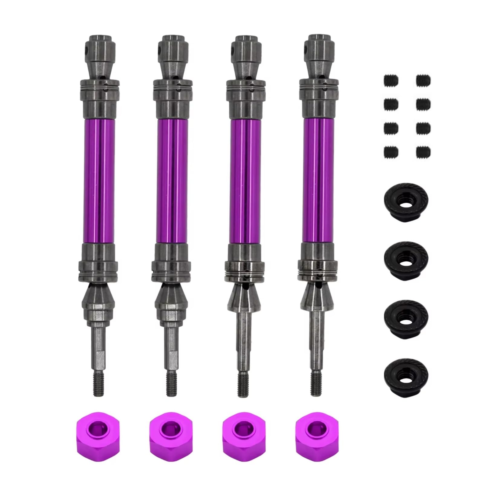 YONMFRDS RC Autoteile Für Traxxas Für Slash Für Rustler Für Stampede Für Hoss Für VXL 1/10 1 Satz RC-Autos Aus Metall CVD-Antriebswellen Vorne Und Hinten 4X4-Tuningteile(Purple) von YONMFRDS