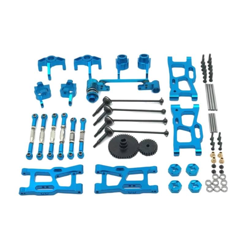 YONMFRDS RC Autoteile Für WLtoys 124016 124017-18 124019 144001 144010 RC Autoteile Metall-Upgrade-Kit Antriebswelle Zugstange Für Schwingarm-Lenkbechergetriebe(Blue) von YONMFRDS