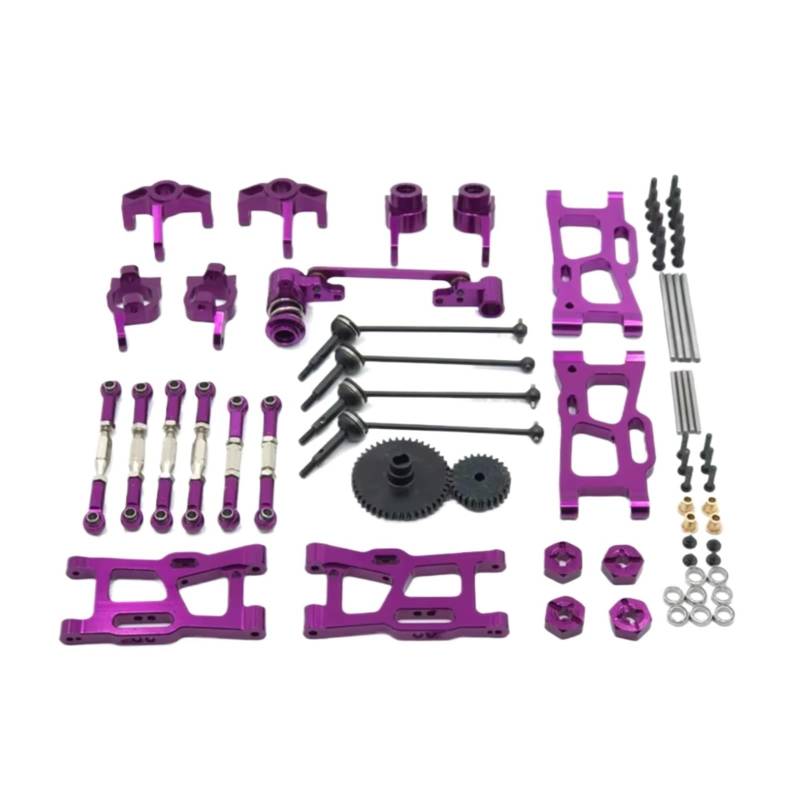 YONMFRDS RC Autoteile Für WLtoys 124016 124017-18 124019 144001 144010 RC Autoteile Metall-Upgrade-Kit Antriebswelle Zugstange Für Schwingarm-Lenkbechergetriebe(Purple) von YONMFRDS