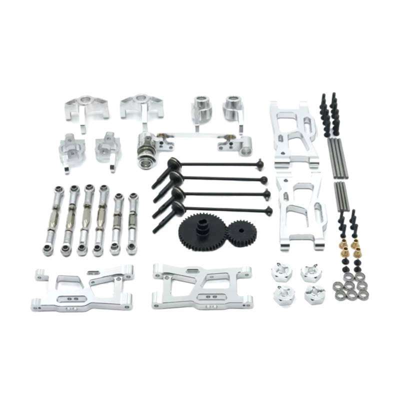 YONMFRDS RC Autoteile Für WLtoys 124016 124017-18 124019 144001 144010 RC Autoteile Metall-Upgrade-Kit Antriebswelle Zugstange Für Schwingarm-Lenkbechergetriebe(Silver) von YONMFRDS