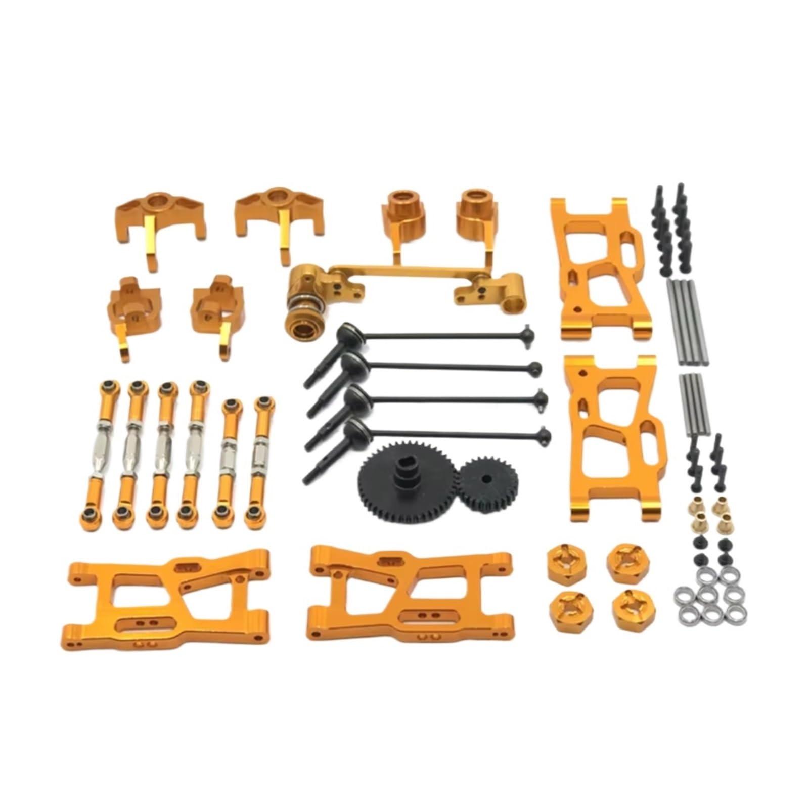 YONMFRDS RC Autoteile Für WLtoys 124016 124017-18 124019 144001 144010 RC Autoteile Metall-Upgrade-Kit Antriebswelle Zugstange Für Schwingarm-Lenkbechergetriebe(Yellow) von YONMFRDS