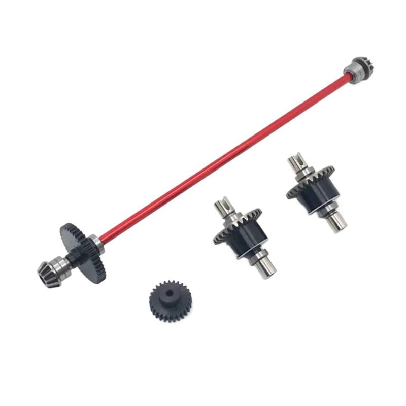 YONMFRDS RC Autoteile Für WLtoys 124017-16-18-19 124010 1/12 RC Auto Metall Upgrade Teile Differential Zentrale Shift Montage Motor Zähne Reduktion Getriebe(Red) von YONMFRDS