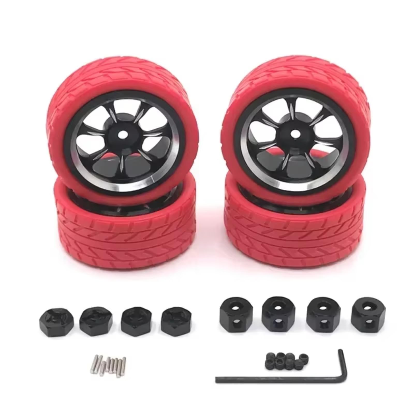 YONMFRDS RC Autoteile Für WLtoys Für WPL Für MN 1/18 1/16 1/14 1/12 RC Auto Universal Geändert Metall Rad Reifen Kühlen Multi-Farbe Reifen Haut Upgrade Teile(Red) von YONMFRDS