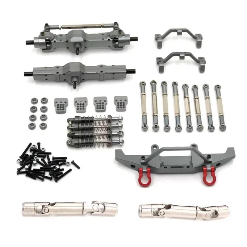 YONMFRDS RC Autoteile Für WPL C14 C24 C24-1 1/16 Metall Vorder- Und Hinterachse Für Chassis Link Stange Zugstange Montieren Stoßdämpfer Set RC Auto Upgrade Teile(Grey) von YONMFRDS