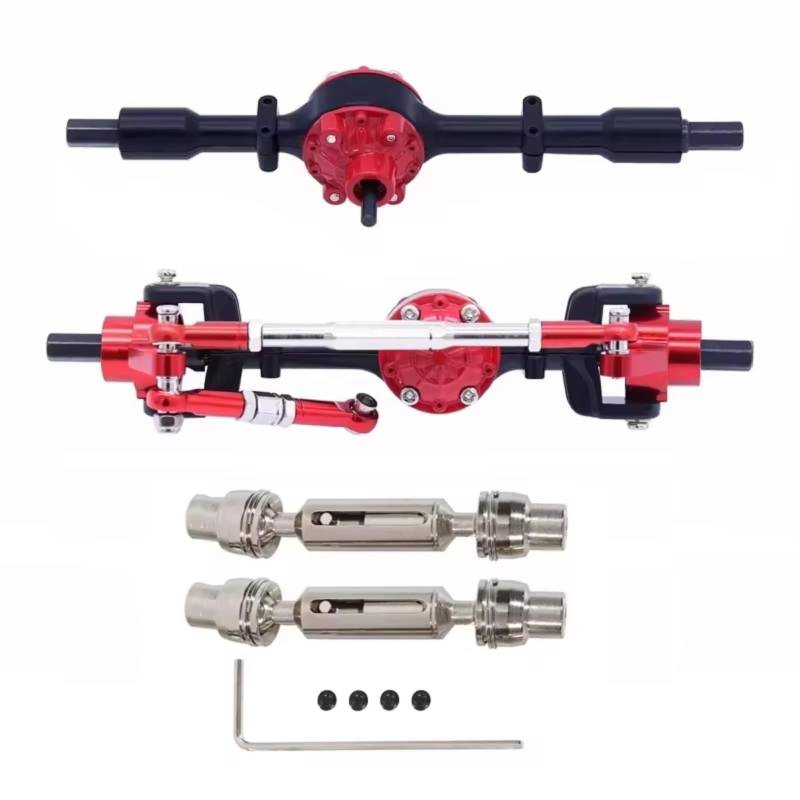 YONMFRDS RC Autoteile Für WPL C14 C24 C34 C44 C54 B14 B24 1/16 Metall Vordere Hinterachse Und Antriebswelle Set RC Auto Upgrade Teile Zubehör(Black,B) von YONMFRDS