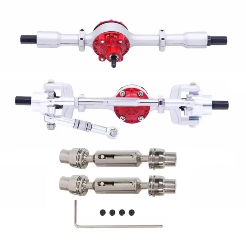 YONMFRDS RC Autoteile Für WPL C14 C24 C34 C44 C54 B14 B24 1/16 Metall Vordere Hinterachse Und Antriebswelle Set RC Auto Upgrade Teile Zubehör(Silver,B) von YONMFRDS