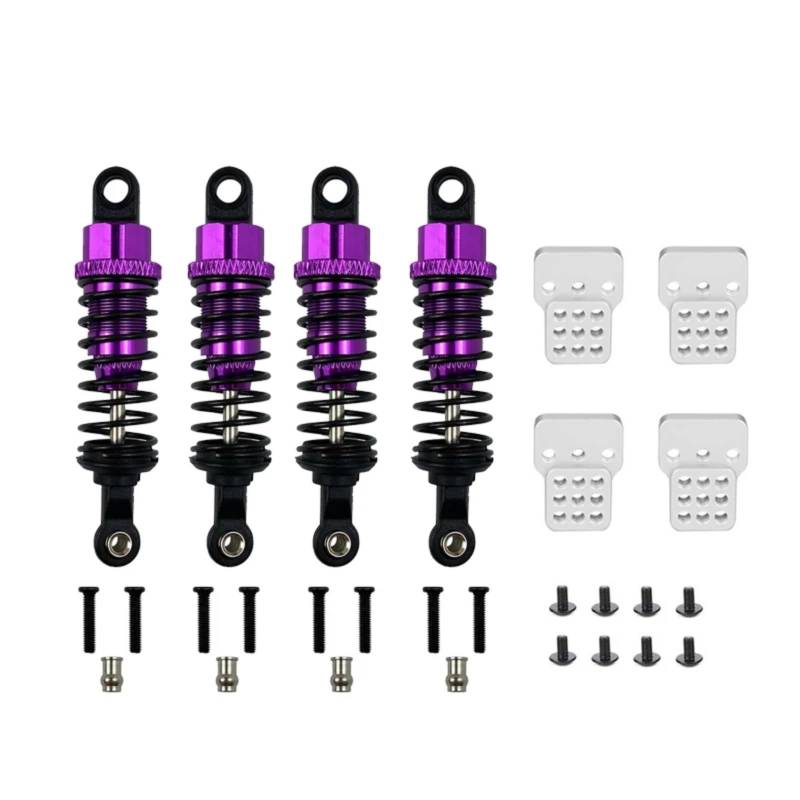 YONMFRDS RC Autoteile Für WPL C14 C24 Für MN D90 D91 MN99 99s 4Pcs Öl Gefüllt Typ Metall Stoßdämpfer Mit Shock Tower RC Auto Einstellbare Upgrade Teile(Purple) von YONMFRDS