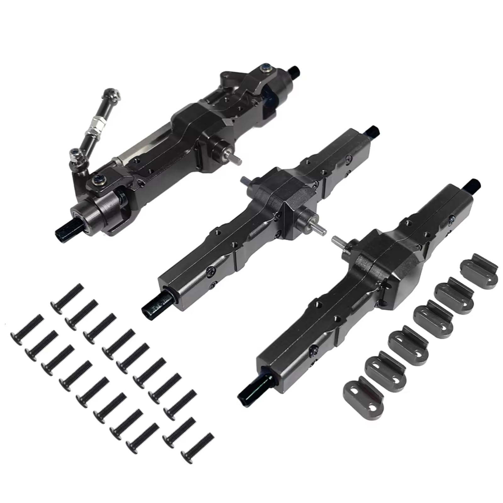 YONMFRDS RC Autoteile Für WPL Für B16 B36 Für Jjrc Für Q60 Q63 Q64 Für Fayee Für FY004 MN77 6WD 6X6 Metall Vorne Mittlere Hinterachse RC Auto Upgrades Teile(Black,Size2) von YONMFRDS