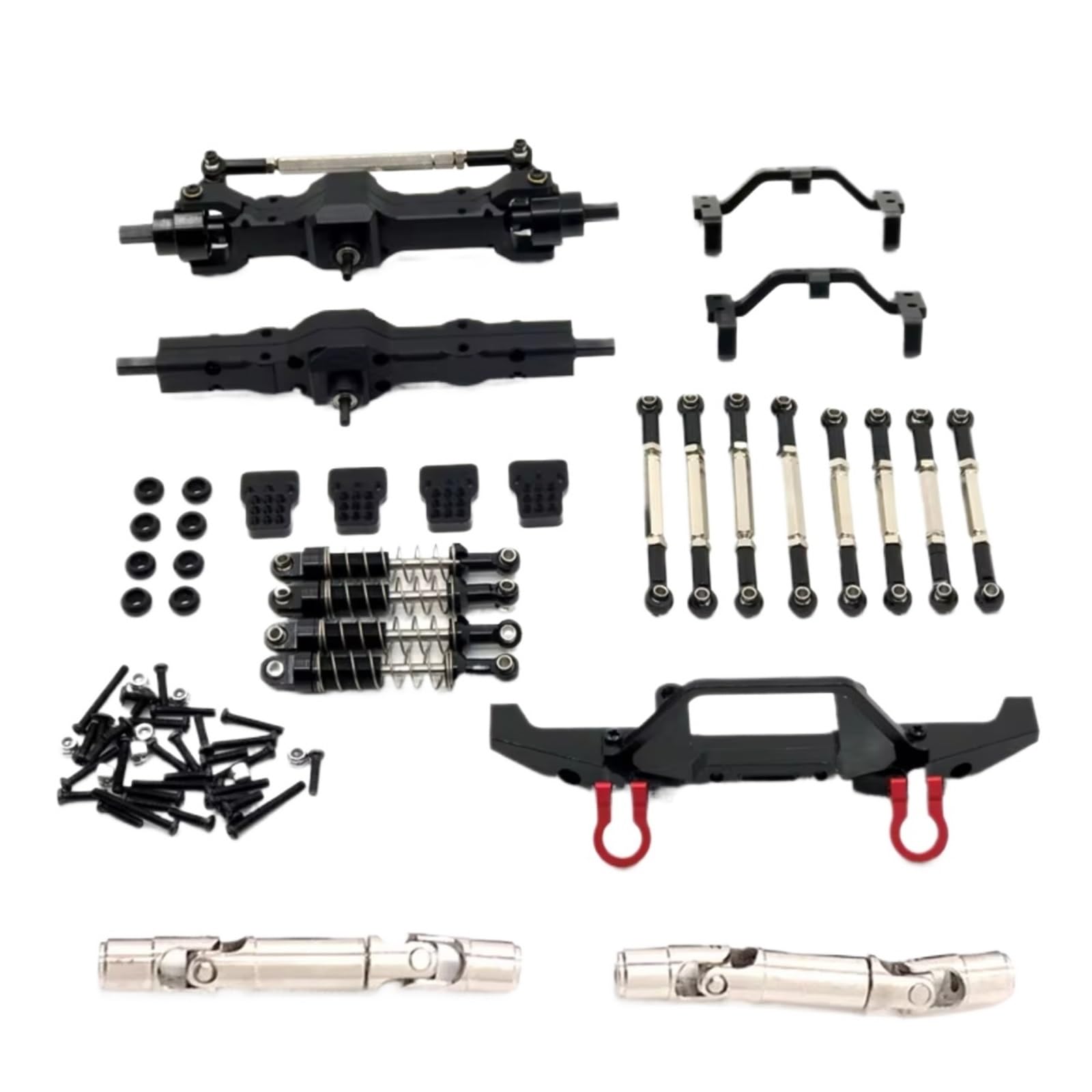 YONMFRDS RC Autoteile Für WPL Für C14 Für C24 Für C24-1 1/16 Metall Vorder- Und Hinterachse Für Chassis Verbindungsstange Zugstangenhalterung Stoßdämpfersatz RC Auto Upgrade Teile ﻿(Black) von YONMFRDS