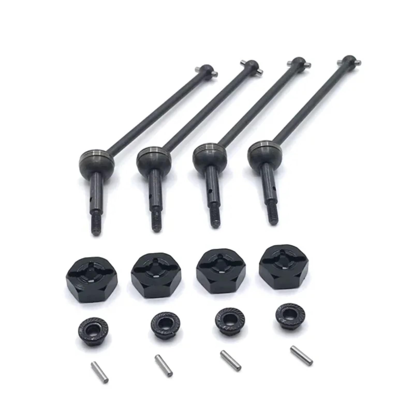 YONMFRDS RC Autoteile Für Wltoys 144001 144002 144010 124007 124016 124017 124018 124019 4 Stücke Metall Antriebswelle Und Rad Hex Adapter RC Auto Upgrade Teile(Black) von YONMFRDS