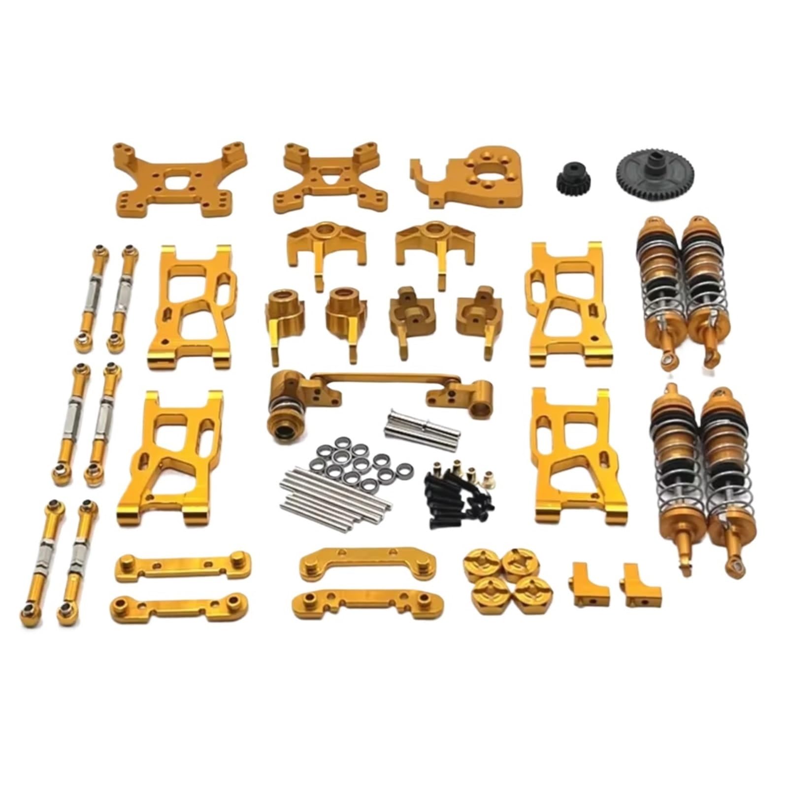 YONMFRDS RC Autoteile Für Wltoys 144001 144002 144010 124017 124019 Metall-Upgrade-Teile-Umbausätze Für Schwingarm-Stoßdämpfersatz RC-Autozubehör(Yellow) von YONMFRDS