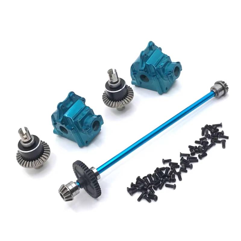 YONMFRDS RC Autoteile Für Wltoys Für 144010 144001 144002 1/14 Upgrade Metall Mitte Antriebswelle Montage Getriebe Differential Kit RC Auto Upgrade Zubehör(Blue) von YONMFRDS