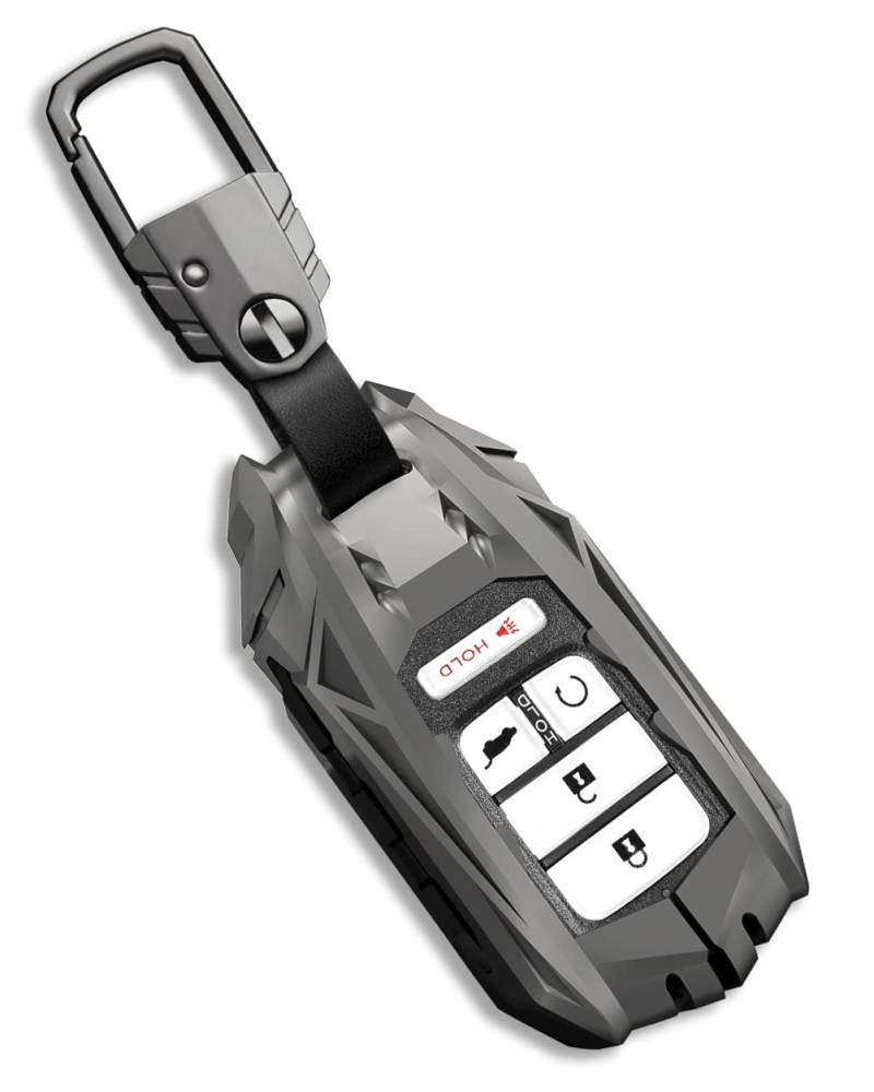 Für Honda Schlüsselanhänger Abdeckung Smart Key Case Halter Kompatibel für Accord CRV Ridgeline Pilot Civic Odyssey (JHD-Grau) von YONUFI