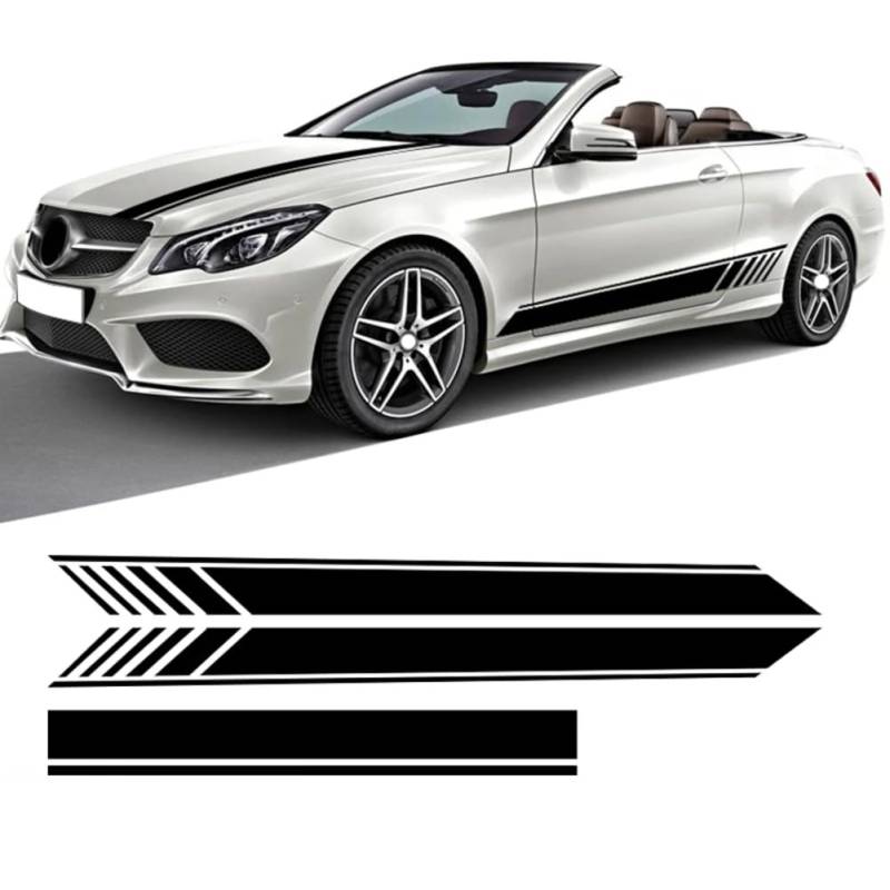 3-teiliger Auto-Motorhaubenaufkleber, Seitenstreifen, Rockaufkleber, für M=ercedes B=ENZ E-Klasse W212 E63 AMG S212 A207 C207 E250 E300 E350 Zubehör von YORUVA