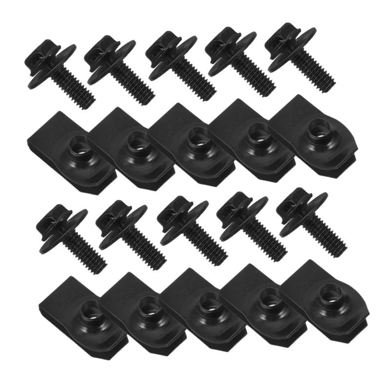 YOSADIER 20 Stück Autoschrauben Spire u Clip Schraubklemmen Kfz-Clips Du tippst Nüsse U-förmige u Clipmutter Clip-Muttern du klipst Kfz-U-Clips Nuss-Clips u Clips Metall Black von YOSADIER