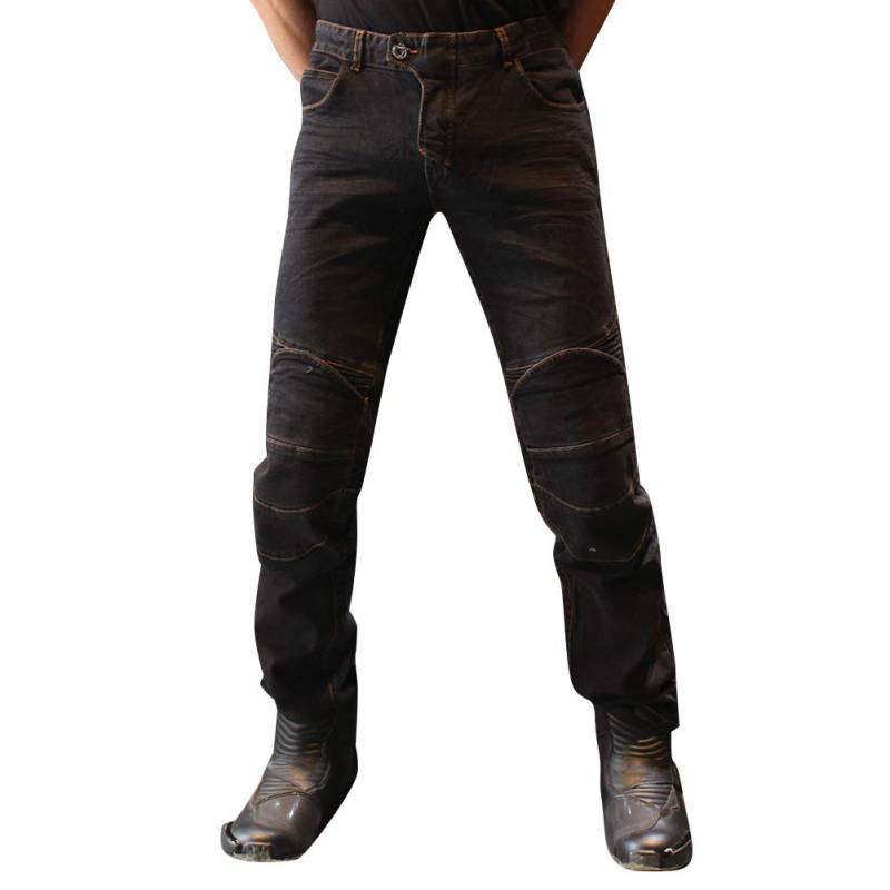 Sportliche Motorrad Hose mit Protektoren Denim Biker Cargo Jeans Hosen Für Herren/Damen,L,Schwarz von YOUCAI