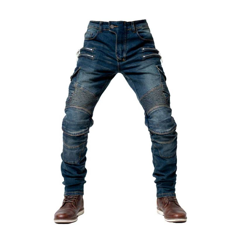 YOUCAI Herren Damen Motorradhose mit Protektoren Schutzauskleidung Motorradjeans Denim Motorrad Hose,3XL,Blau von YOUCAI