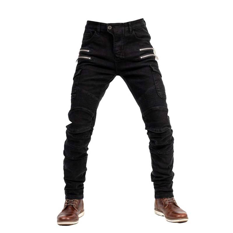 YOUCAI Herren Damen Motorradhose mit Protektoren Schutzauskleidung Motorradjeans Denim Motorrad Hose,3XL,Schwarz von YOUCAI