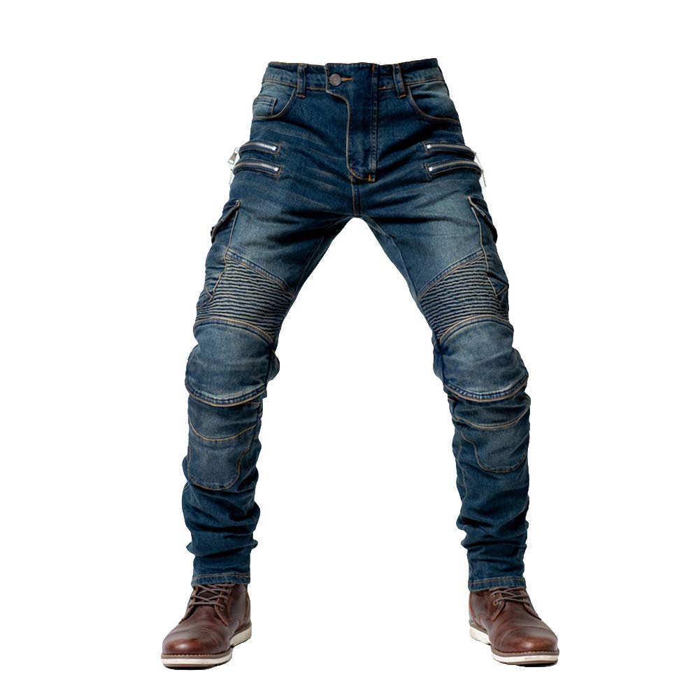 YOUCAI Herren Damen Motorradhose mit Protektoren Schutzauskleidung Motorradjeans Denim Motorrad Hose,XXL,Blau von YOUCAI