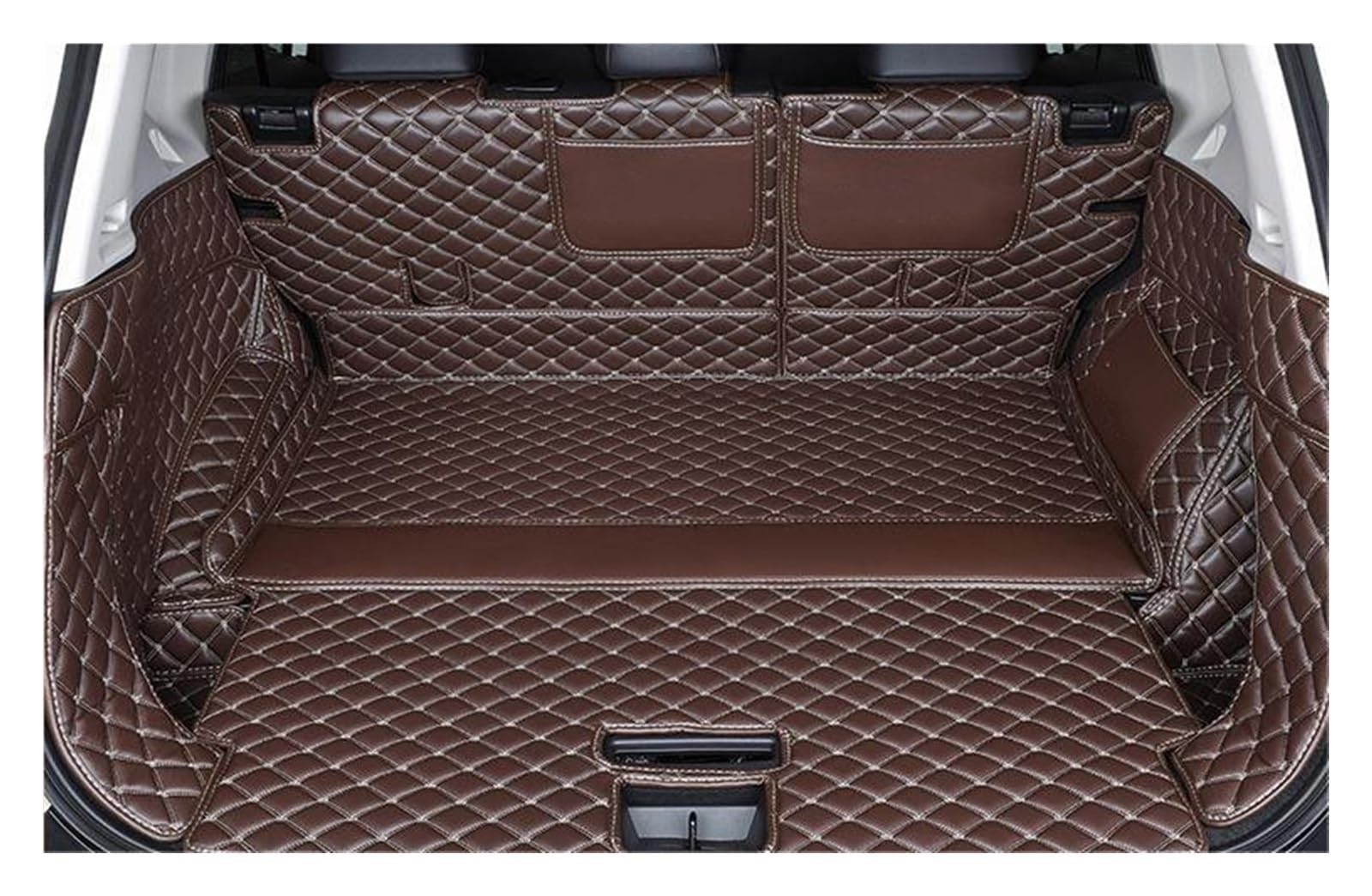 Auto Kofferraummatten Auto-Kofferraumabdeckungen Autozubehör Teppiche wasserdichte Schutzpolster Matten Zubehör Für Nissan Für X-Trail T32 7 Sitz Kofferraumwanne(Brown B) von YOUKEJNM