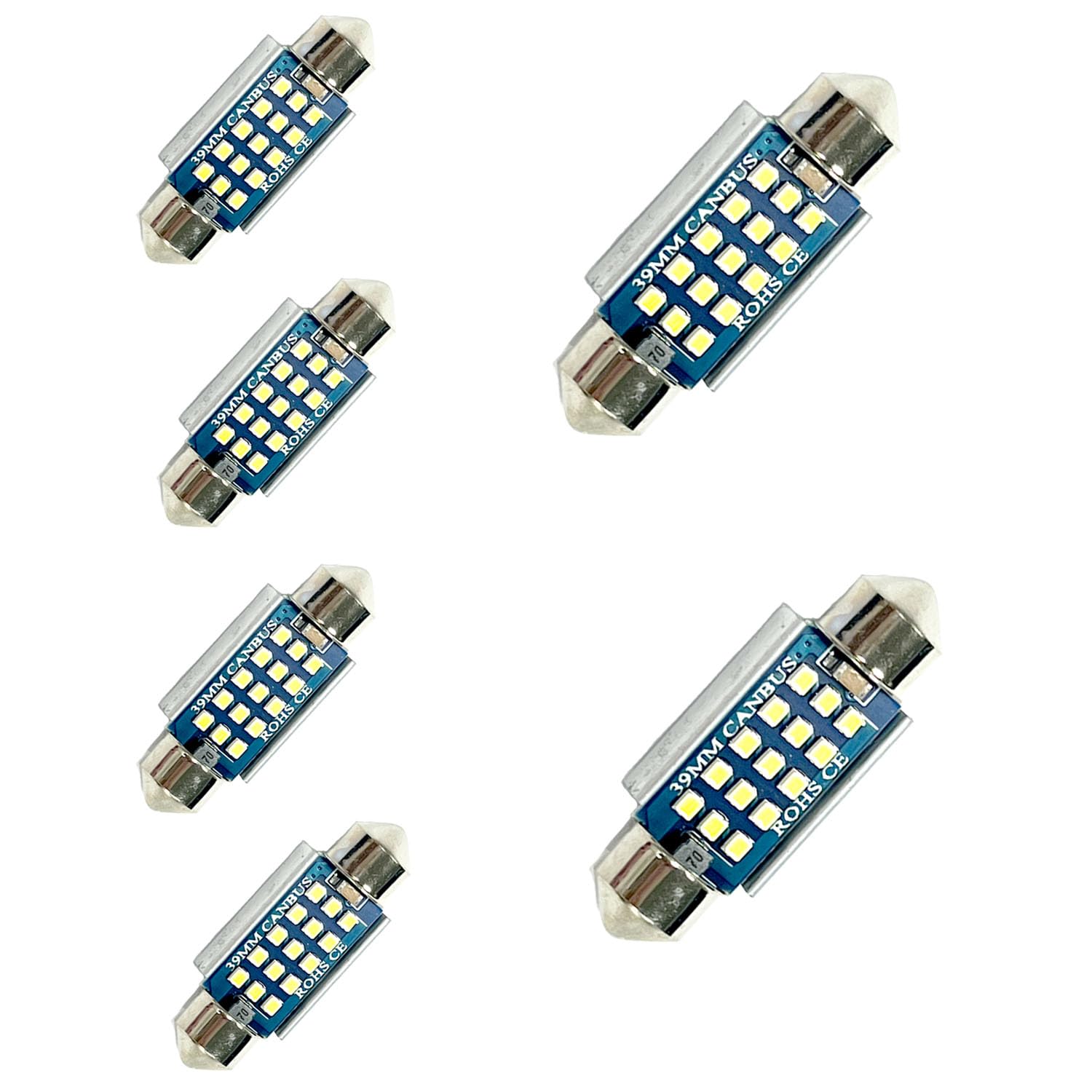 YOUNLEN 6 Pcs Soffitte 39MM 396 Lumen 15MSD Plug and Play, Auto-Innenbeleuchtung, Auto-Innenbeleuchtung Streifen（Weiß） von YOUNLEN