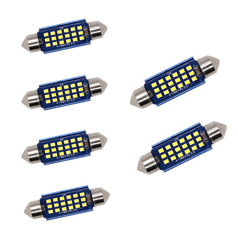 YOUNLEN 6 Pcs Soffitte 41MM 396 Lumen 18MSD Plug and Play, Auto-Innenbeleuchtung, Auto-Innenbeleuchtung Streifen（Weiß） von YOUNLEN