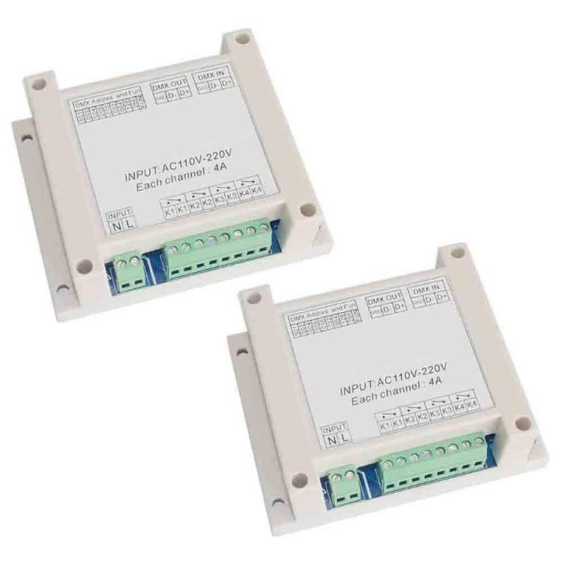 2PCS 4-Channel 4-Way DMX512 Relay Switch Relay Controller AC110-220V Input von YOURRYONG DE