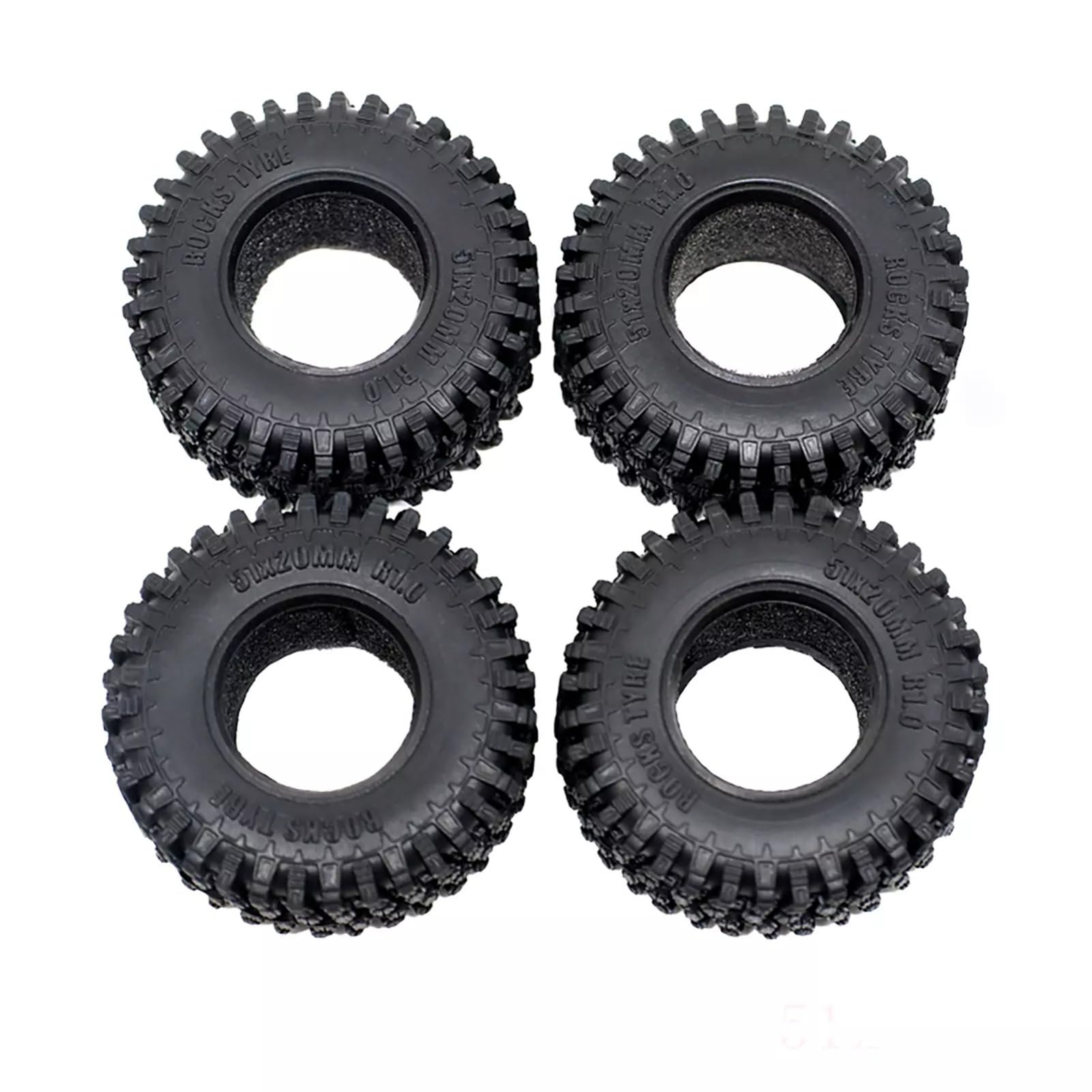 R1 Reef 51 mm & 55 mm Reifen für 1/24 Axial SCX24 90081 00001 RC Crawler, Hochleistungs-2,5 cm Naben-Reifen, 4 Stück (51 mm) von YOUUZ