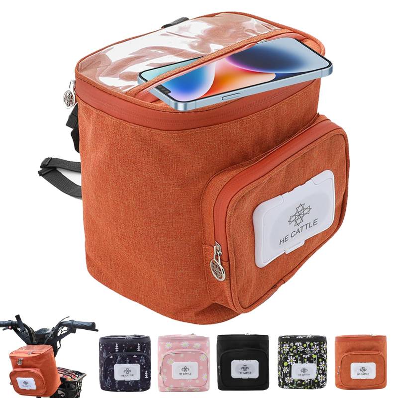 YOUYIKE Fahrradkorb vorne Tasche, Wasserdichter Fahrradkorb Tasche, Fahrradtasche Fahrradkorb Lenkerkorb fur Kinderfahrrad Roller Laufrad Dreirad Scooter (orange) von YOUYIKE