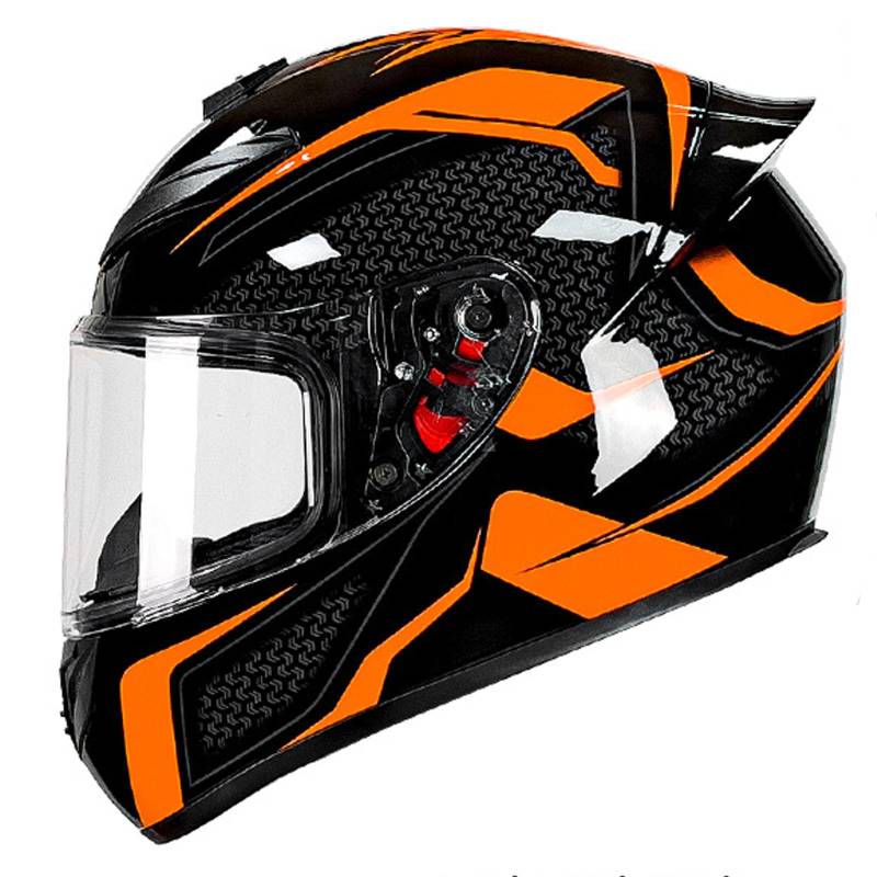 Integral-Motorradhelme Mit Getönten Visieren, Hochklappbarer DOT/ECE-Zugelassener Motorrad-Moped-Straßenrad-Rennhelm Für Männer Und Frauen,Black orange,S von YPDOPORA