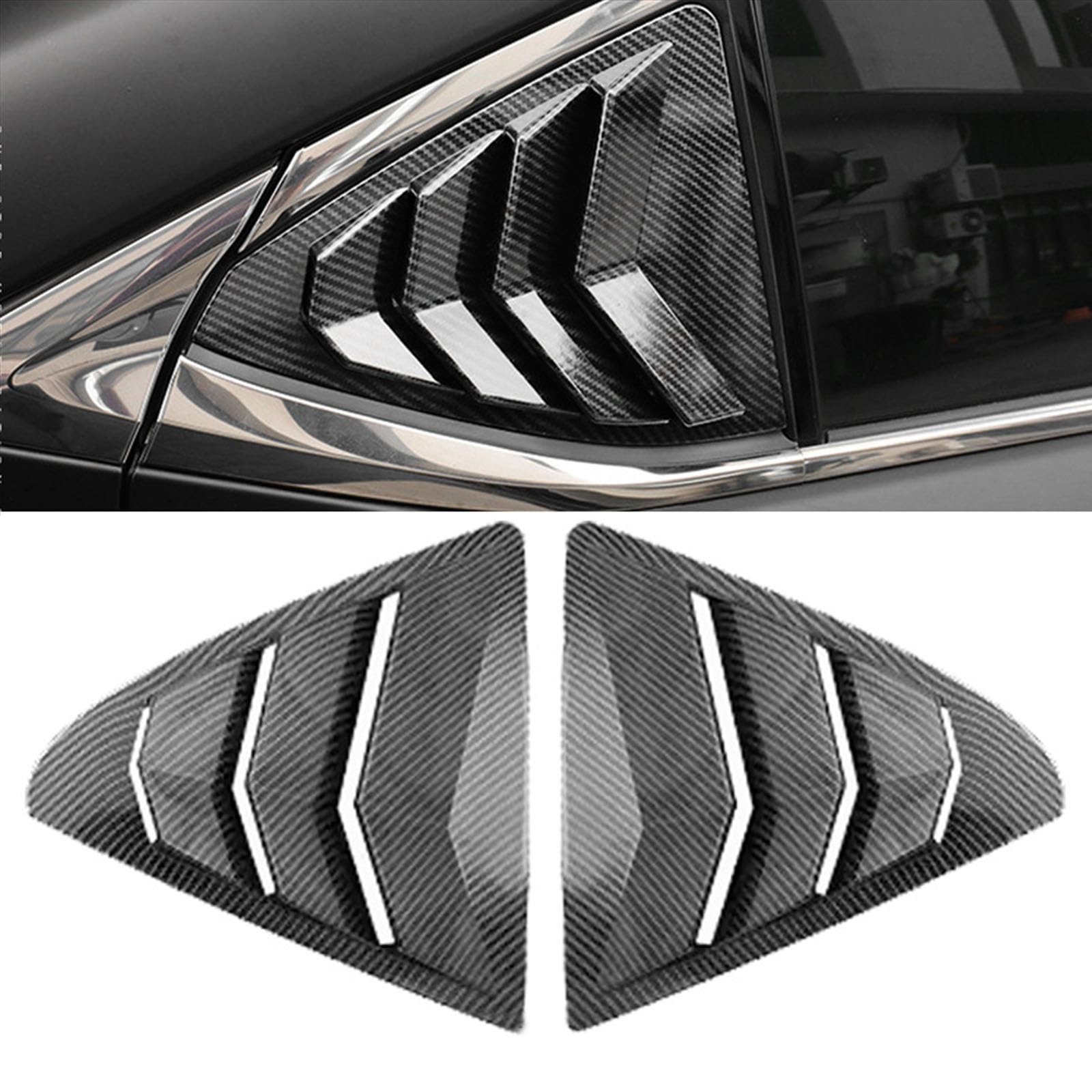Heckfenster-Jalousien, Kompatibel für Lexus IS300 IS200T IS250 2013-2019, 2 Stück Dreieck-Jalousien, Dekorative Abdeckung für seitliche Lüftungsblenden, B Carbon Fiber Look von YPFYBHD