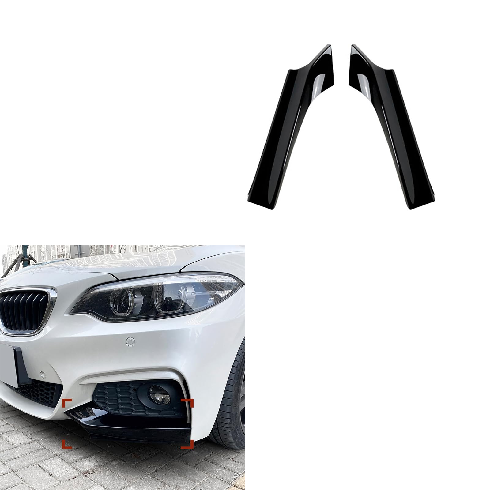 Kompatibel für BMW 2 Series F22 F23 M Sport 2014-2019 MP, 1 Paar Auto-Frontstoßstange Lippe Seitenschweller, Splitter, Antikollisionsstreifen, Eckenschutz, Spoiler,A Gloss Black von YPFYBHD