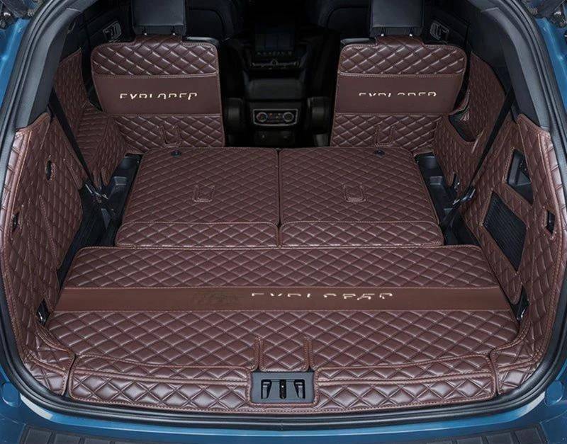 YPLVWSOYQ Kompatibel Mit Ford Für Explorer 2011-2024 Zubehör Hohe Seite Kofferraum Matte Cargo-Liner Teppich Innen Zubehör Abdeckung Kofferraummatten(6 seat Coffee,2011-2019) von YPLVWSOYQ