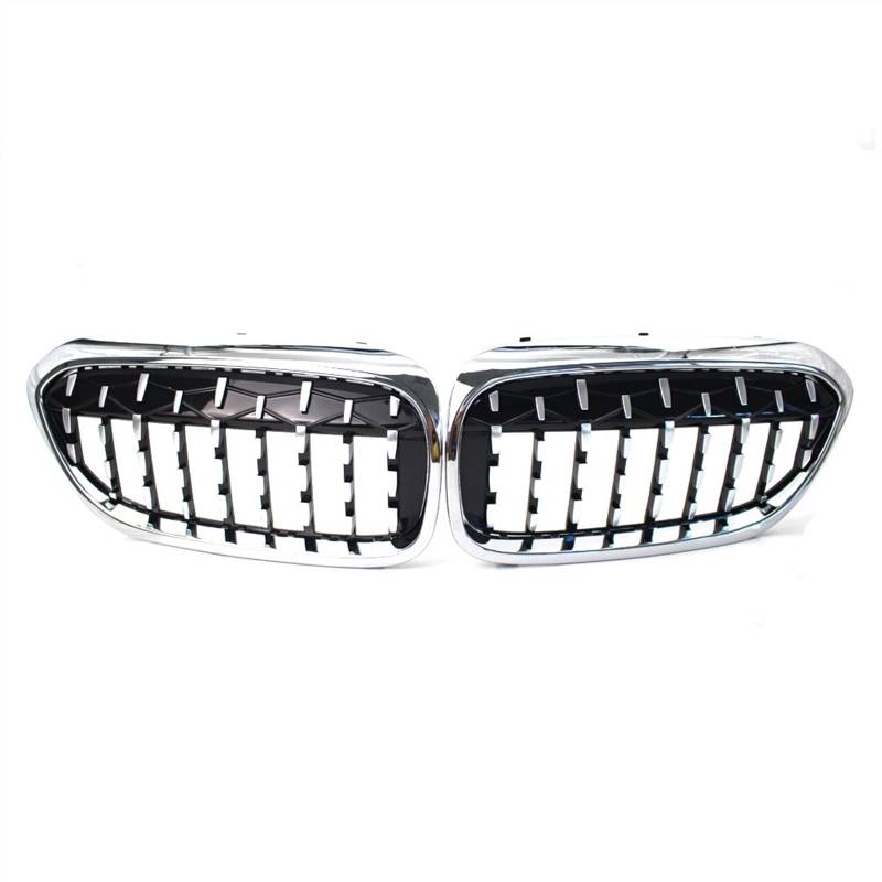 YPLVWSOYQ Nieren Kühlergrille Kompatibel Mit 5er Für G30 G38 2017 2018 2019 2020 Nierengitter Lufteinlass Grill Auto Frontgitter Stoßstange Motorhaube Obere Gitterabdeckung(All Silver) von YPLVWSOYQ