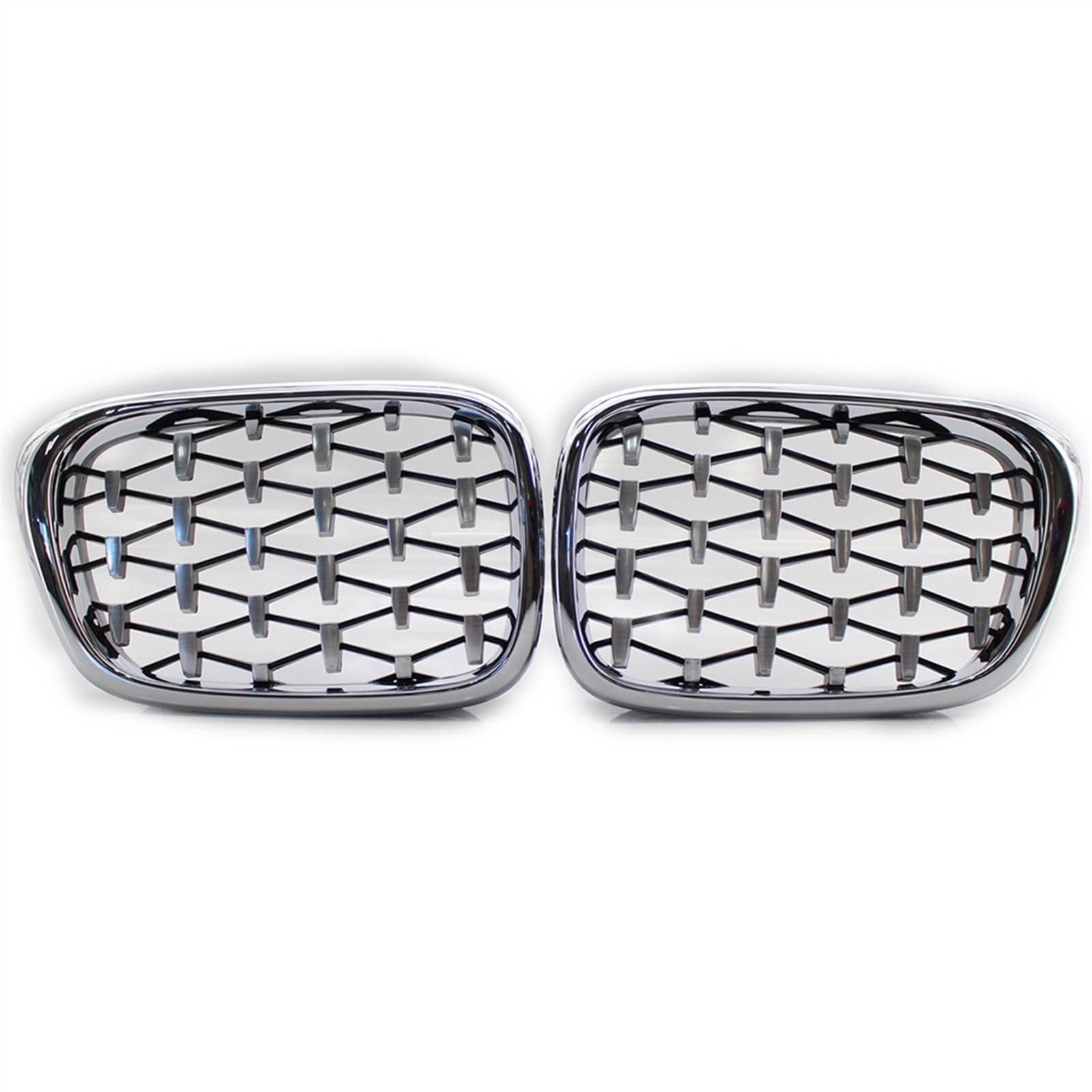 YPLVWSOYQ Nieren Kühlergrille Kompatibel Mit E39 1997 1998 1999 2000 2001 2002 2003 2004 Obere Kühlergrillabdeckung Für Das Auto, Vordere Nierengitter, Stoßstangenhaube, Lufteinlassgrill(All Silver) von YPLVWSOYQ