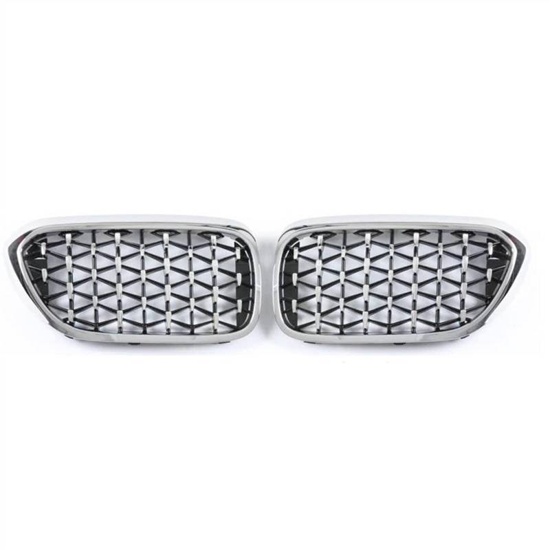 YPLVWSOYQ Nieren Kühlergrille Kompatibel Mit G30 G38 2018 2019 2020 Auto-Snap-on-Stoßstangenhaube, Oberer Kühlergrill, Vordere Nierengitter, Lufteinlassgitter(Full Silver) von YPLVWSOYQ