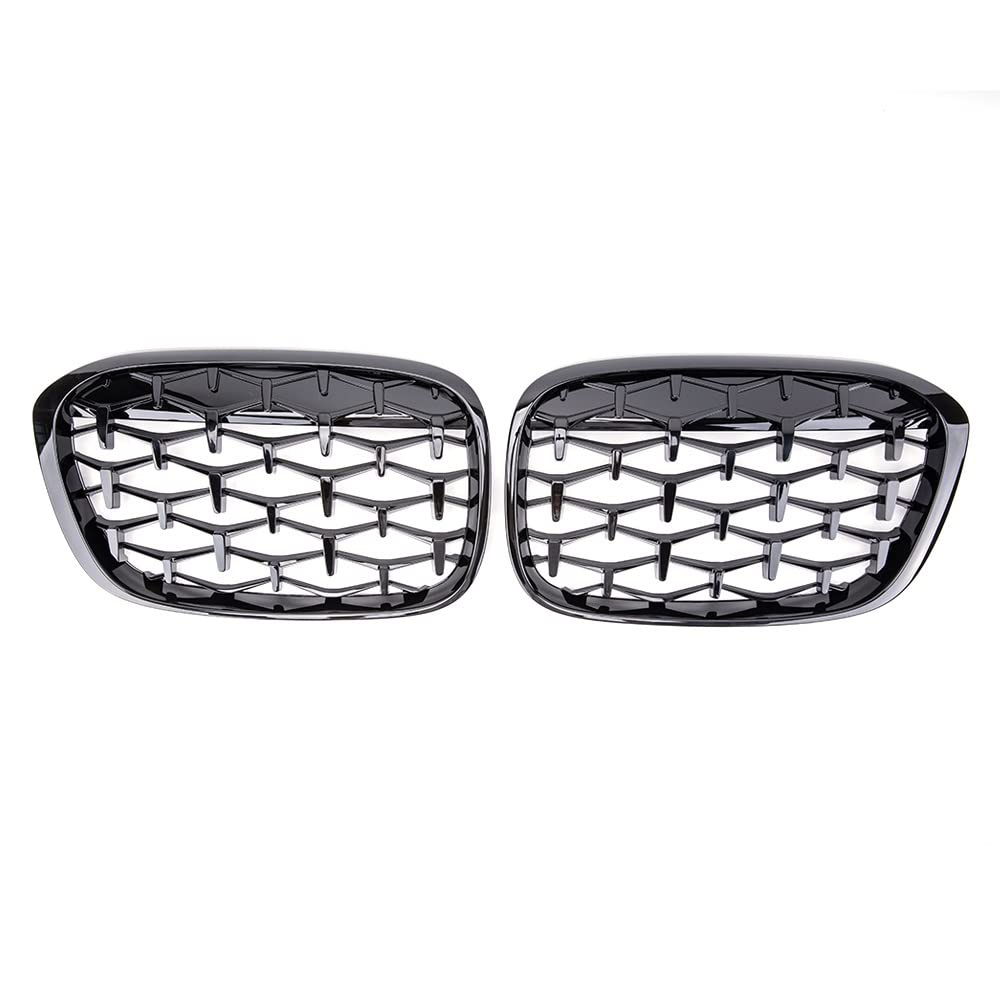 YPLVWSOYQ Nieren Kühlergrille Kompatibel Mit X1 F48 2014 2015 2016 2017 2018 2019 Nierengitter Lufteinlass Grill Auto Frontgitter Stoßstange Motorhaube Obere Gitterabdeckung(Gloss Black) von YPLVWSOYQ