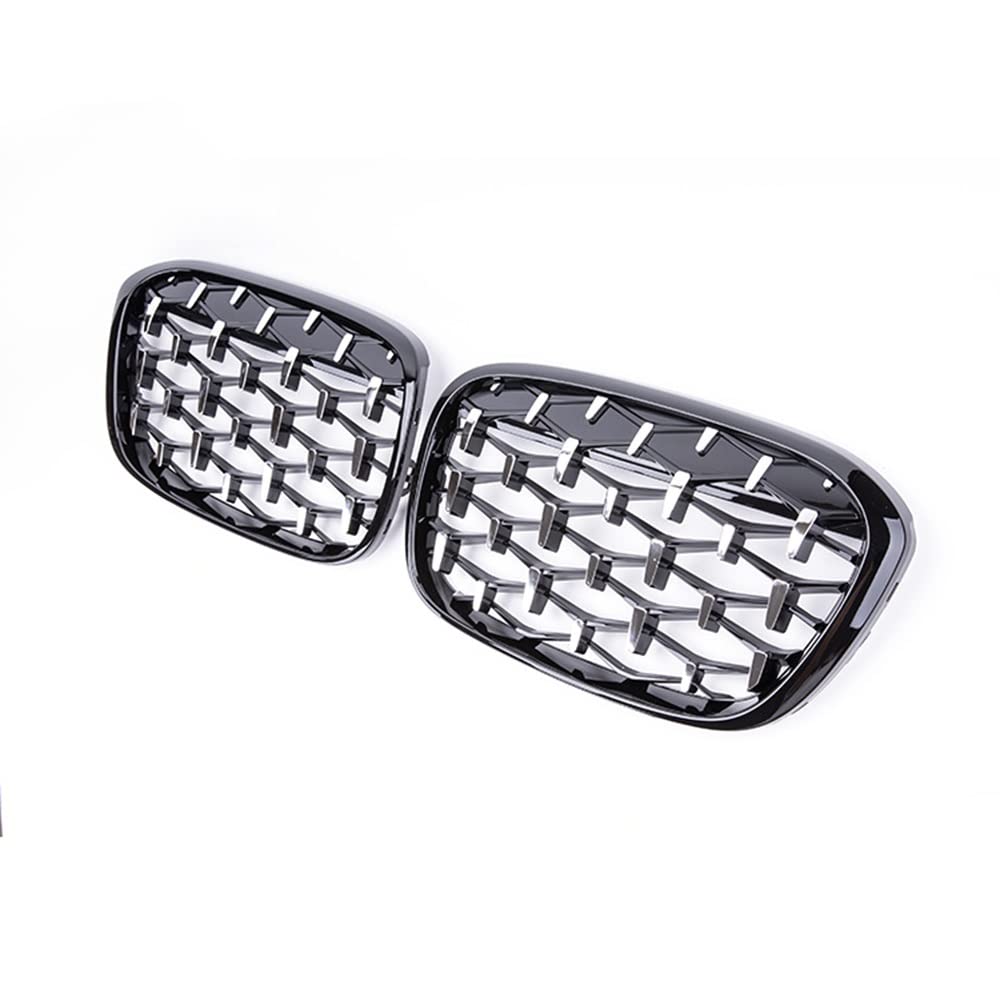 YPLVWSOYQ Nieren Kühlergrille Kompatibel Mit X1 F48 2014 2015 2016 2017 2018 2019 Nierengitter Lufteinlass Grill Auto Frontgitter Stoßstange Motorhaube Obere Gitterabdeckung(Silver and Black) von YPLVWSOYQ