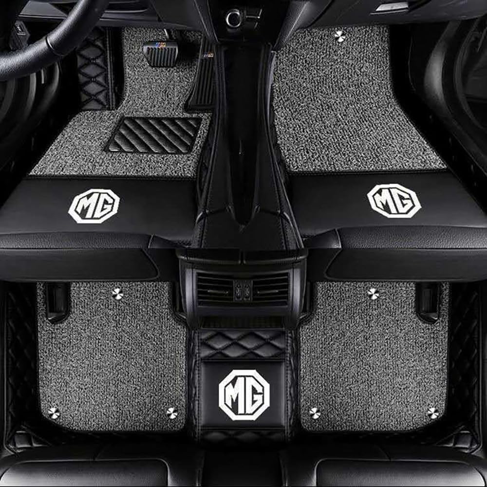 Auto Fußmatten für MG MG3 MG5 MG6 MG7 GT ZS HS RX5 EHS Nach Maß Allwetter wasserdichte rutschfeste Auto FußMatte Teppich Set Innenraumschutz ZubehöR,Black + Gray von YPXHCZYJ
