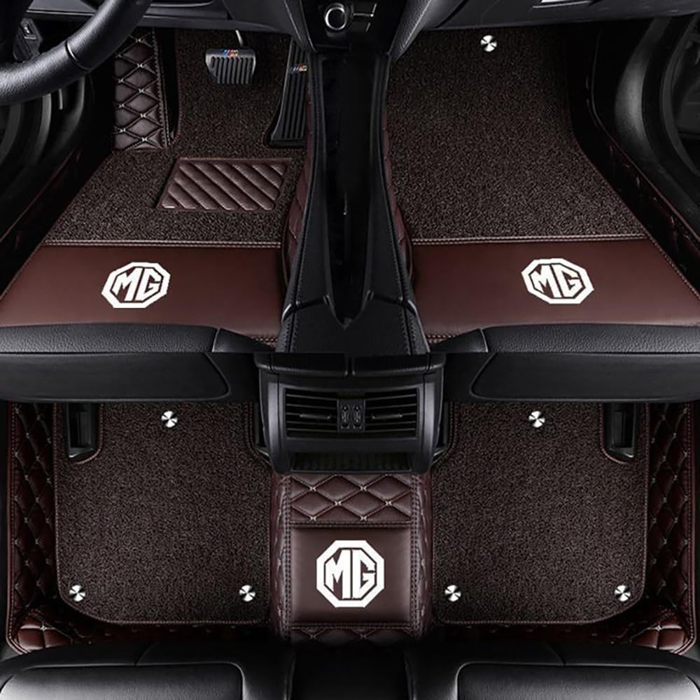 Auto Fußmatten für MG MG5 MG6 GT ZS HS RX5 TF GS Nach Maß Allwetter wasserdichte rutschfeste Auto FußMatte Teppich Set Innenraumschutz ZubehöR,Brown + Brown von YPXHCZYJ