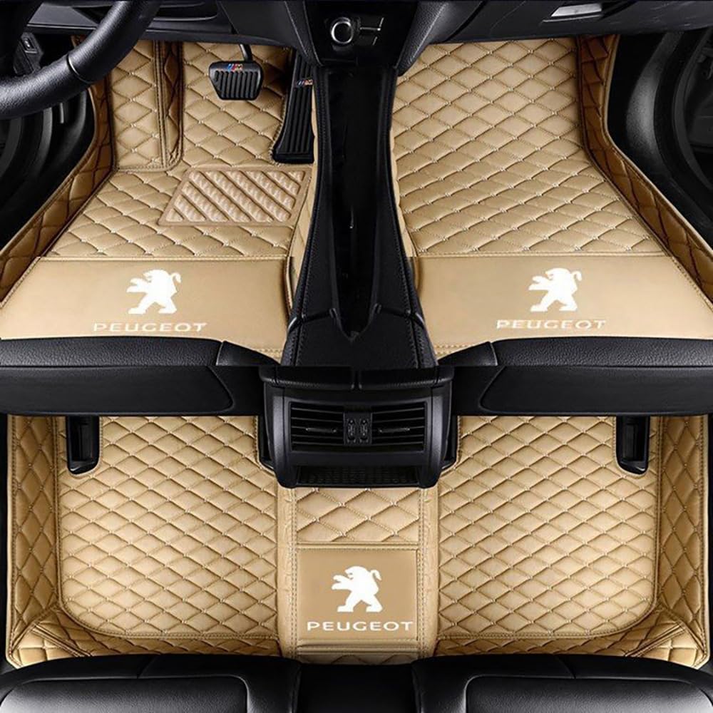 Auto Fußmatten für Peugeot 508 2019-2023 2024 Nach Maß Allwetter wasserdichte rutschfeste Auto FußMatte Teppich Set Innenraumschutz ZubehöR,Beige Style von YPXHCZYJ