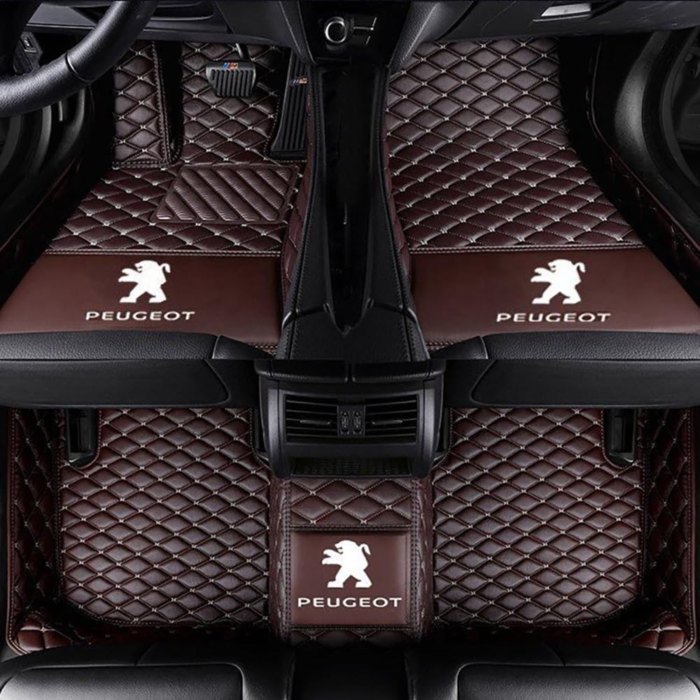Auto Fußmatten für Peugeot 508 2019-2023 2024 Nach Maß Allwetter wasserdichte rutschfeste Auto FußMatte Teppich Set Innenraumschutz ZubehöR,Coffee Style von YPXHCZYJ