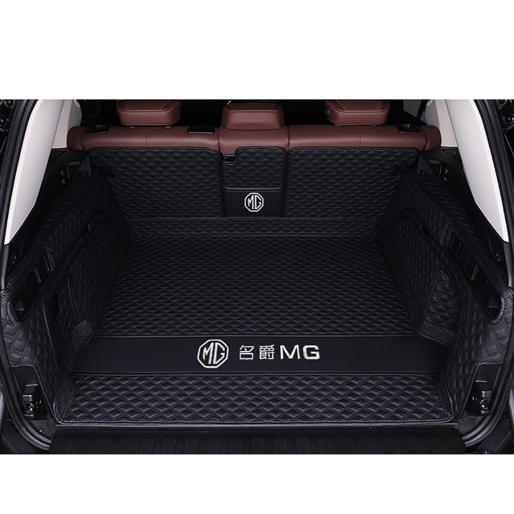 Auto Leder Kofferraummatte für MG MG3 MG4 MG5 MG6 Kofferraum Schutzmatte rutschfest Wasserdicht Kofferraumwanne Interieur ZubehöR,Full Surround-Black Style von YPXHCZYJ