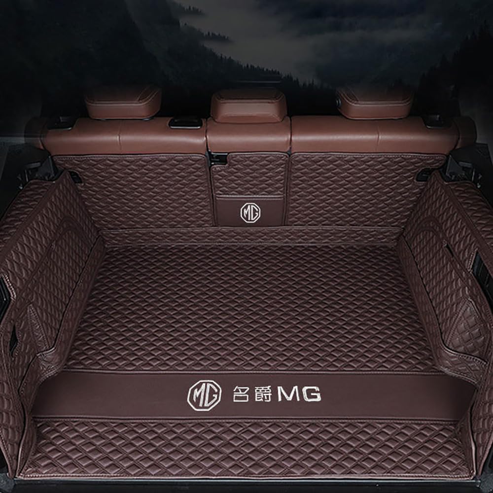Auto Leder Kofferraummatte für MG MG4 EV XPower 2023 2024 Kofferraum Schutzmatte rutschfest Wasserdicht Kofferraumwanne Interieur ZubehöR,Full Surround-Coffee Style von YPXHCZYJ