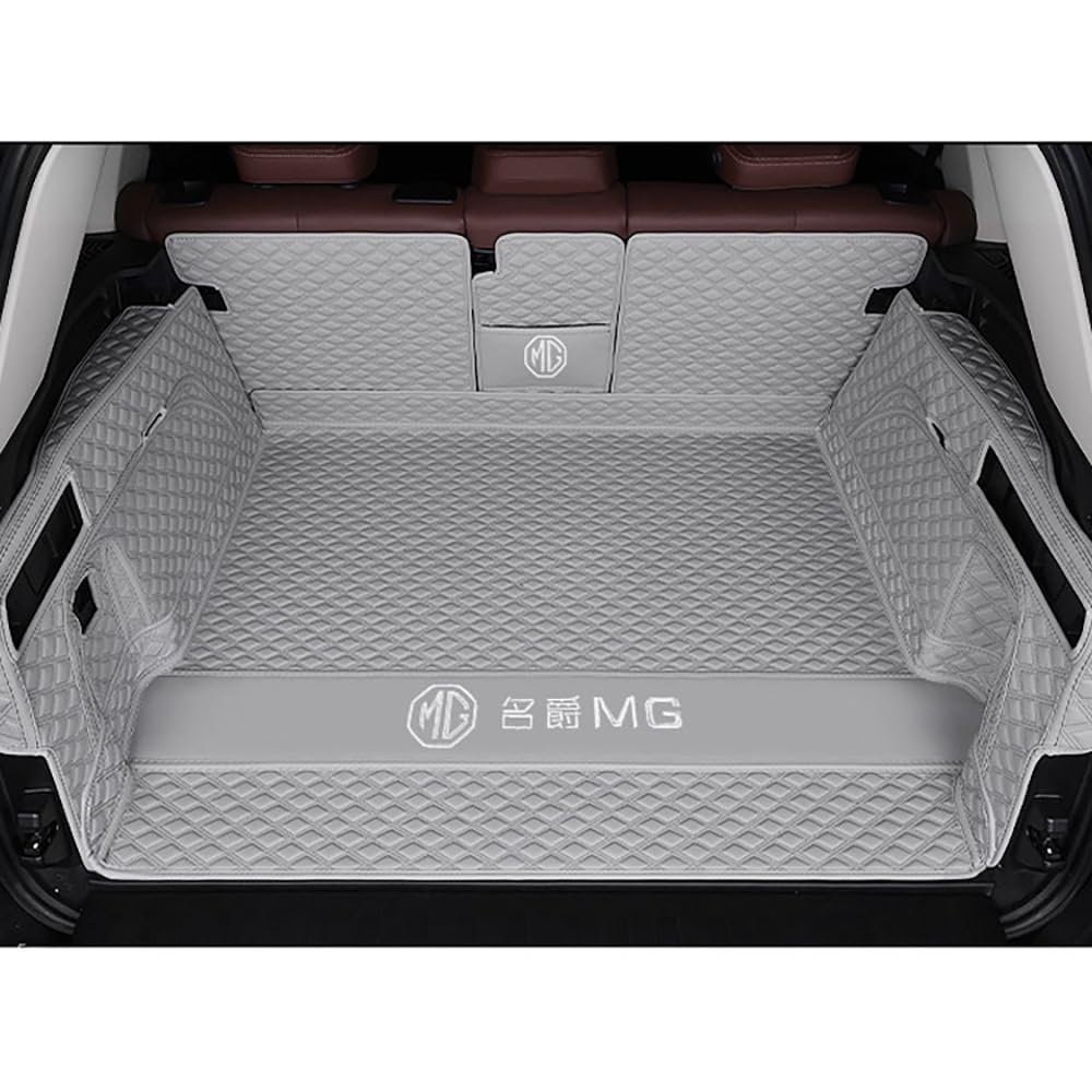 Auto Leder Kofferraummatte für MG MG6 2017-2019 Kofferraum Schutzmatte rutschfest Wasserdicht Kofferraumwanne Interieur ZubehöR,Full Surround-Gray Style von YPXHCZYJ