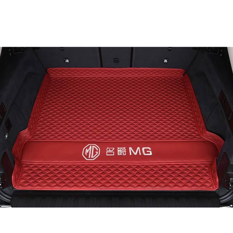 Auto Leder Kofferraummatte für MG Marvel R 2020-2023 2024 Kofferraum Schutzmatte rutschfest Wasserdicht Kofferraumwanne Interieur ZubehöR,Base Pad-Red Style von YPXHCZYJ