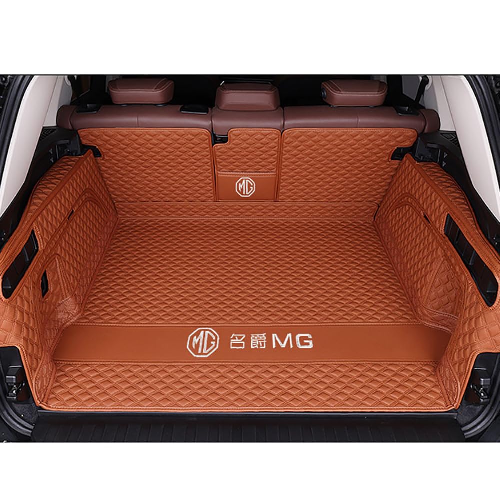 Auto Leder Kofferraummatte für Mg Hs/Zs/Mg6/GS 2015-2023 2024 Kofferraum Schutzmatte rutschfest Wasserdicht Kofferraumwanne Interieur ZubehöR,Full Surround-Brown Style von YPXHCZYJ